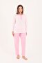 Aysun Teksti̇l Women's Large Size Buttoned Collar Long Sleeve Battal Mother Pajama Set 80% Cotton, 20% Viscose - 6