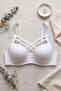 White Minimalist Cross-Strap Unpadded Bra - Stylish Design Everyday Bra - 3