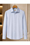 Long Sleeve Slim Fit 100% Cotton Twill Non-Iron Iron-Free Fish Back Pattern Classic Men's Shirt - 2