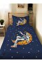 Astronaut Patterned Baby and Kids Printed Single Pique Set 160 X 220 cm Navy Blue