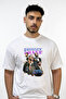 تي شيرت أبيض كبير الحجم مطبوع بتصميم Drizzy Drake