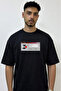 Retro Cd Player Design Printed Oversize Black T-Shirt