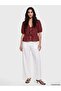Lcw Vision Burgundy V-Neck Blouse with Bow Detail - 2