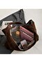 Women's Suede Crescent Shoulder Bag, Coffee Brown PU Leather Large Capacity Tote Handbag - 5