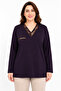 Women's Middle Age and Above V-Neck Patterned Mother Combed Cotton Blouse 30575 - 3