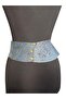 Textured Leather Belt with Flywheel Detail - Statement Design with Gold Buckle - 6
