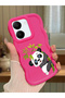 Vivo Y27S Compatible Case Camera Protector Red Silicone Couple Phone Case Panda Pattern