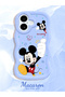 iPhone 16 Plus Compatible Case Camera Protector Blue Silicone Couple Phone Case Cute Pattern - 2