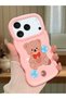 iPhone 17 Pro Max Compatible Case Camera Protector Pink Silicone Couple Phone Case Bear Pattern
