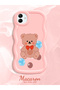 Samsung Galaxy M13 Compatible Case Camera Protector Pink Silicone Couple Phone Case Bear Pattern - 2