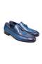 Blue Color Laceless Genuine Leather Men's Shoes