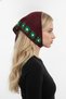 Hand Knitted Crochet Burgundy Green Floral Motif Triangle Bandana Scarf Hair Accessory - 4
