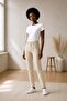 Cream Mom - High Waist, Lycra, Flexible Soft Fabric Women's Mom Jeans - 2