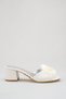 Satin Big Flower Detailed Feathered Bridal Slippers White Thick Heeled Wedding, Engagement and Dowry Slippers - 5