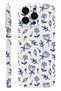 iPhone 14 Pro Max Blue Doodle Protect Slim Glossy Full Covering Print Camera Protected Phone Case