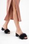 Lace Detailed Feathered Bridal Slippers White Thick Heeled Wedding, Engagement and Dowry Slippers