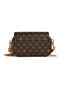 Women's Monogram Patterned Multi-Compartment Bag with Heart Accessories, Flap Closure, Zipper Closure, Adjustable Shoulder Strap - 6