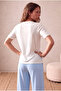 Women's White Viscose / Polyester Blended Regular Fit Crew Neck Short Balloon Sleeve T-Shirt Hollis - 4