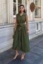 Women's Belted Linen Textured Summer Shirt Dress