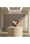 100% Handmade Copper |   Copper Green Red Ethnic Patterned Wide Form Adjustable Ring |   100% El Ya - 8