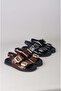 Seç 4136 Double Strap Genuine Leather Women's Sandals Dark Brown - 8