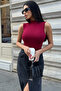 Women's White Bitter Brown Burgundy 3-Piece Sleeveless Bodysuit - 4