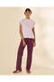 Women Burgundy Printed Wide Leg Jog Pants - 2
