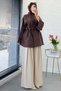 Premium Side-Tie Striped Modal Tunic - Brown - 6