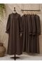 Brown Casual Long Sleeve Linen Dress - 2