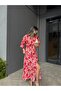 Women's Patterned Summer Double-Breasted Collar Slit Ankle-Length Dress 11B-2408 - 4
