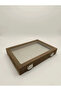 New Glass Covered Suede Fabric Milk Coffee 34 cm / 24 cm Ring Tray with Tabs - 2