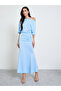Blue One-Shoulder Flared Maxi Dress - 2