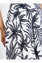 White A-Line Midi Skirt with Palm Print - 3