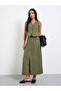 Olive Sleeveless Waistcoat and Skirt Co-Ord Set