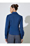 Navy Blue Puff Sleeve Fitted Shirt - 4