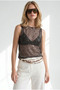 Women's Brown Glittery Sequin Mesh Blouse Blz-19003432 - 3
