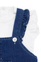 Baby Girl White Denim Overalls Set with Pockets and Bow - 3