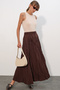 Women's Long Crinkled Skirt 8042 - Brown