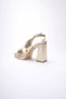 Gold Women's Heeled Platform Sandals Tr12My04G - 7