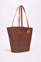Women's Studded Detailed Straw Shoulder Bag - 2
