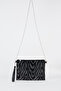 Women's Zigzag Silver Stone Suede Portfolio Handbag and Clutch Bag with Ankle Strap and Chain Strap - 4