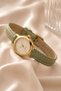 Leny Women's Wristwatch Green Thin Cord Gold Case White Dial Minimal Analog Elegant Casual Women's Watch - 3