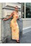 Women's Floral Patterned Maxi Dress with Shawl Detail