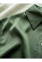 Satin Look Retro Model Loose Short Sleeve Shirt Women's Khaki - 5