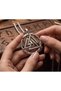Norse Mythology Valknut Symbol Silver Color Viking Necklace – Rustic Round Medallion with Braided Chain, Odin's Knot Men & Women (Unisex) Talisman Necklace - 2