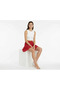 Women's Red Floral Patterned Skirt Look Flight Flight Mini Summer Shorts - 5