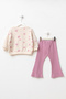 Girl's Top and Bottom Set with Spanish Flare and Heart Print, Tulle Detail - 3