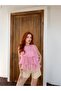 Women's Pink Tulle Modal Layered Blouse Frv0204 - 4