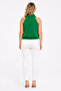 Women's Plus Size Green, Draped Hanging Neck, Neck Tie Short Blouse 65N39577 - 6