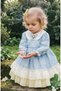 Baby Girl Blue Baby Collar Lace Scallop Dress with Brooch Detail Birthday and Special Occasion Dress - 5